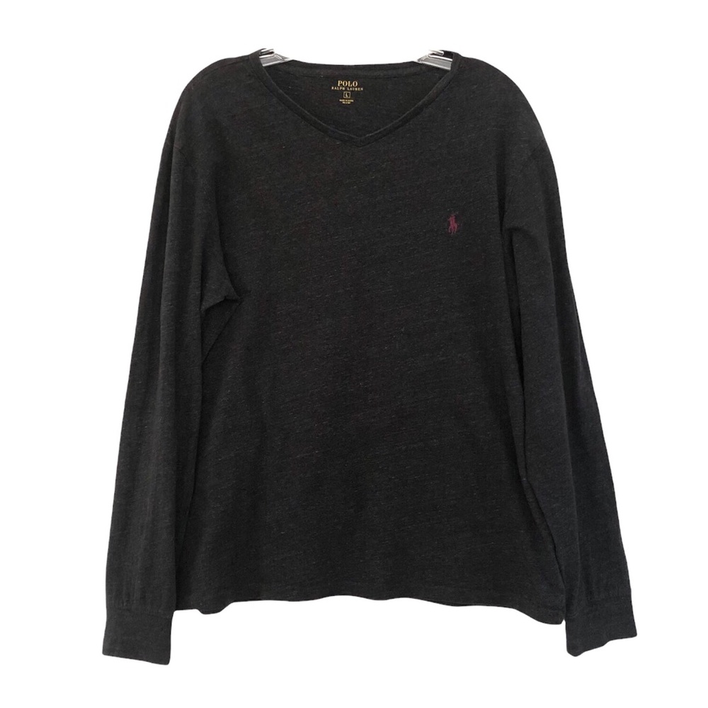 Polo Ralph Lauren Charcoal Long Sleeved Cotton Tee